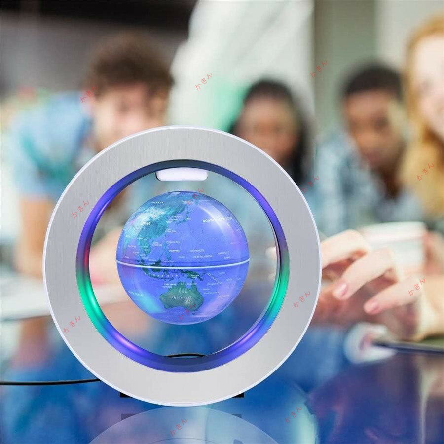 磁気浮上 地球儀 浮遊・回転型の地球儀 浮く地球儀 自動回転 LEDライト 空中浮遊 空中浮揚 世界地図 360度回転 球体点灯回転 電磁誘導 リニアモーターカ...