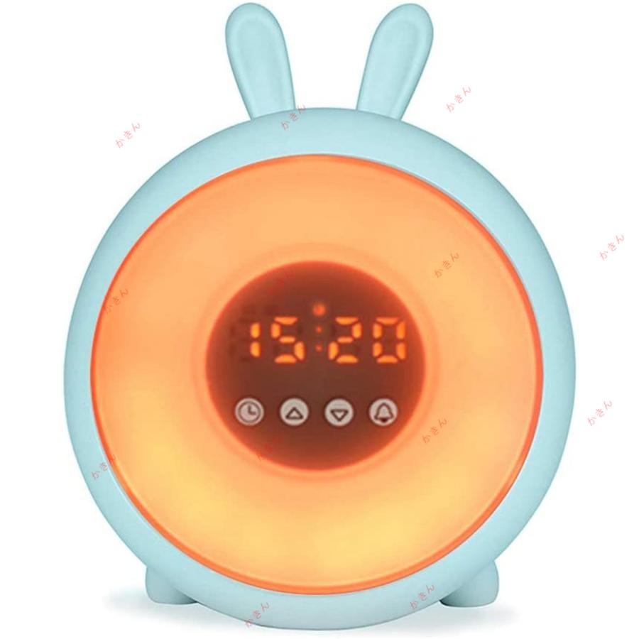 かわいいウサギ目覚まし時計 目覚ましライト デジタル クロックラジオ アラーム 無段階調光 7色ベッド..