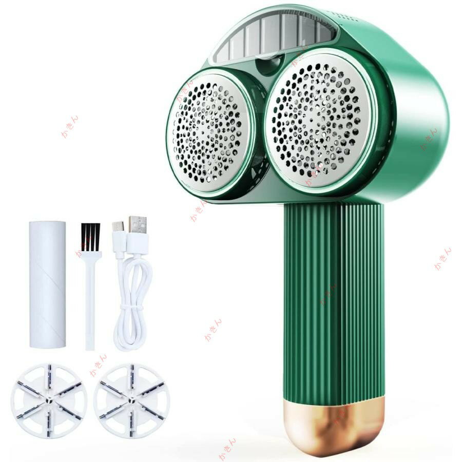 毛玉取り けだまとり 毛玉クリーナー 電動 ツインブレード USB充電式 コードレス 両刃式 12枚刃モデル 吊り紐付き 2個替刃付き 洋服ブラシ