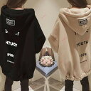 パーカー レディース 冬 大きめ トップス 裏起毛 ビッグシルエット ロゴ カジュアル