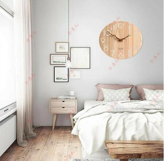 壁掛け時計 おしゃれ 非電波 北欧 ナチュラル 木製 枝型指針 かわいい 掛け時計 無音 連続秒針 シンプル モダン フレームなし インテリア 寝室