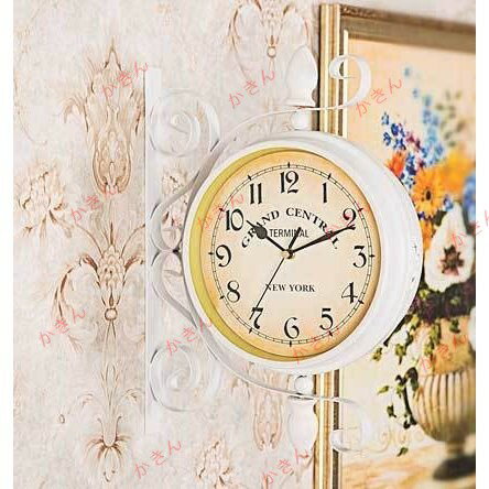 サイドクロック ボスサイド 壁掛け時計 両面壁掛け時計 リバーシブル ヴィンテージ アンティーク 男前 インテリア 時計 ホワイト