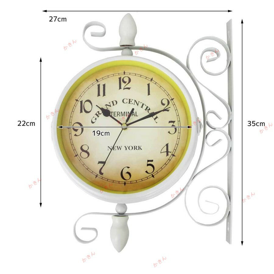 サイドクロック ボスサイド 壁掛け時計 両面壁掛け時計 リバーシブル ヴィンテージ アンティーク 男前 インテリア 時計 ホワイト [2]