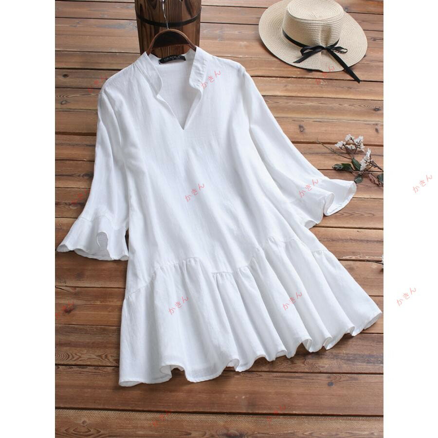 シャツ ブラウス 40代 レディース 春夏 半袖 通勤 韓国風 トップス 白 フリル オフィス きれいめ 50代 30代 オシャレ 大人 ゆったり