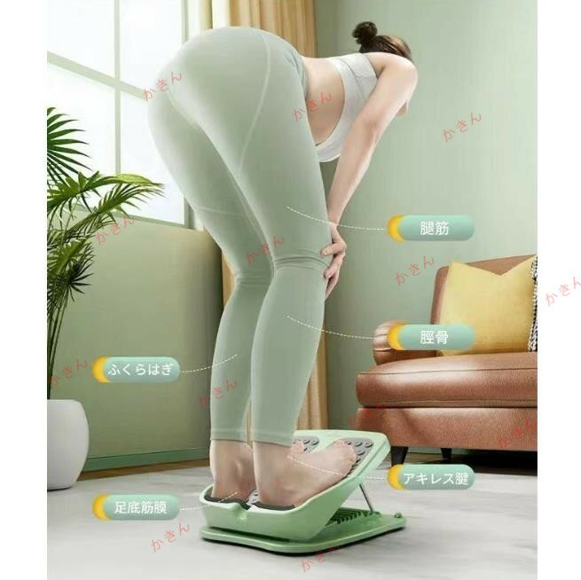 かきんのストレッチボード 9段階調節 前屈屈伸 筋伸ばし リハビリ ストレッチ器具 柔軟ボード ヨガ トレーニング コンパクト グリーン｜アングル2