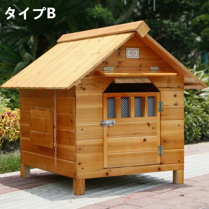別荘 庭付き ペットハウス 家庭用 犬小屋 窓2点窓1点 網戸 ドア付き 犬舎 外飼い 炭化板 木製 飼育ケージ 簡単組立 丈夫 室外 野外 通気性 防水 防腐