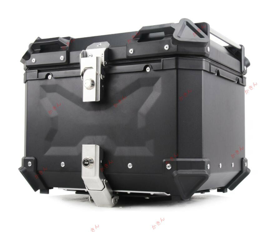 新入荷☆耐久性グレードアップ品 リアボックス トップケース ブラック アルミ製持ち運び 45L 反射ストリ..