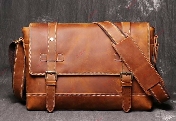 高級感満載！新品 高級本革牛革 メンズ ショルダーバッグ レザー 革オイルレザー アンティーク加工 出張 通勤(4)