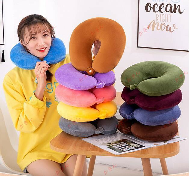 ソリッドカラーのu型枕pp綿は快適に車で旅行して首枕のオフィスを保護して昼寝枕をうつぶせに寝る