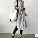 シャツワンピース ロングシャツ ワンピース 長袖 シャツ レディース スリット入り チュニック ストライプ シャツワンピ 春夏