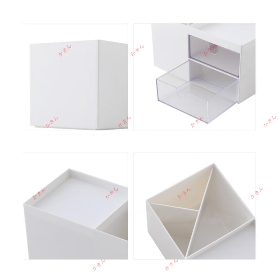 かきんのメイクボックス 大容量 コスメボックス 可愛い おしゃれ 卓上 小物入れ 小物収納 引き出し ペン立て 歯ブラシ立て 化粧品 ボックス メイクケース｜アングル3