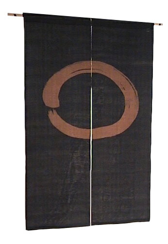 暖簾（のれん）本麻［丈150cm］藍下柿渋染め【昔ながらの円相】日本製 手染め