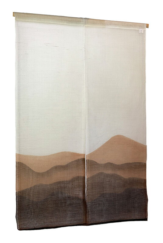 暖簾（のれん）本麻［丈150cm］柿渋染め【間道に遠山】日本製 手染め