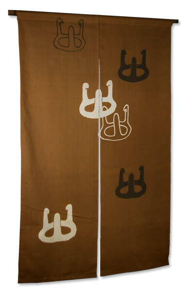 暖簾（のれん）手織り木綿［丈150cm］柿渋染め【五徳（ごとく）】日本製 手染め