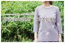 オーガニックコットン7分袖(7分丈)Tシャツ：柿渋染め鉄色　うさぎ総柄