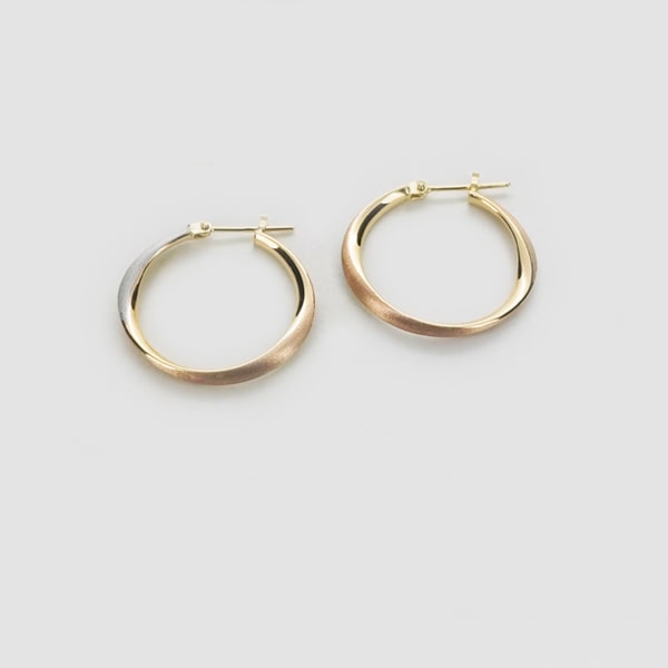 Pink Gold - 【限定1点】 K18 イエロー・ホワイト・ピンクゴールド フープピアス イタリア製 【ITPI25202】ピアス フープ ゴールド 18k 18金 レディース ジュエリー ギフト プレゼント