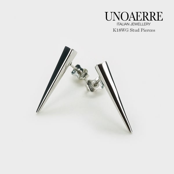 Rakuten - ウノアエレ K18 ホワイトゴールド スタッドピアス イタリア製 【UNPI026175】ピアス キャッチ スタッド ゴールド k18 18k 18金 レディース ジュエリー ギフト プレゼント ラッピング 送料無料