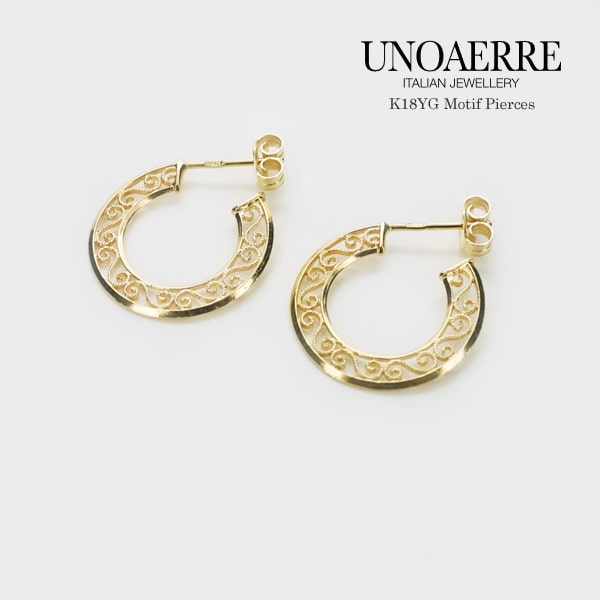 Rakuten - ウノアエレ K18 イエローゴールド スタッドピアス イタリア製 【UNPI024936】ピアス キャッチ スタッド ゴールド k18 18k 18金 レディース ジュエリー ギフト プレゼント ラッピング 送料無料