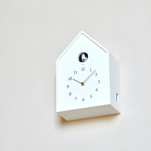 【・一部地域を除く】鳩時計 掛け時計 置き時計 バードハウスクロック Birdhouse Clock NY16-12 Lemnos[レムノス］【壁掛け時計 時計 壁掛け はと時計 ハト時計 ライトセンサー カッコー時計 デザイン 白 ホワイト かわいい 雑貨 おしゃれ インテリア 新築祝い】