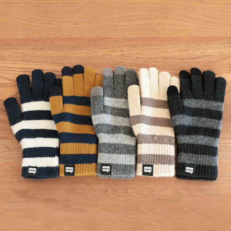 エヴォログ EVOLG スマホ用 手袋 MARSH【スマホ手袋 スマホ対応 スマートフォン対応 防寒 フリー メンズ レディース かわいい 冬物 ボーダー おし...