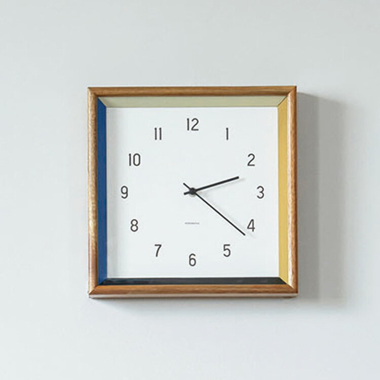 乐天商城 - ウォールクロック ファーヴ CL-4566 Farve インターフォルム 壁掛け時計 掛け時計 壁掛け おしゃれ かわいい レトロ ポップ バウハウス アカシア アッシュ 木製 四角 静音 スイープムーブメント 静か 26cm カラフル アート インテリア 雑貨 ギフト 新築祝い 結婚祝い 贈り物