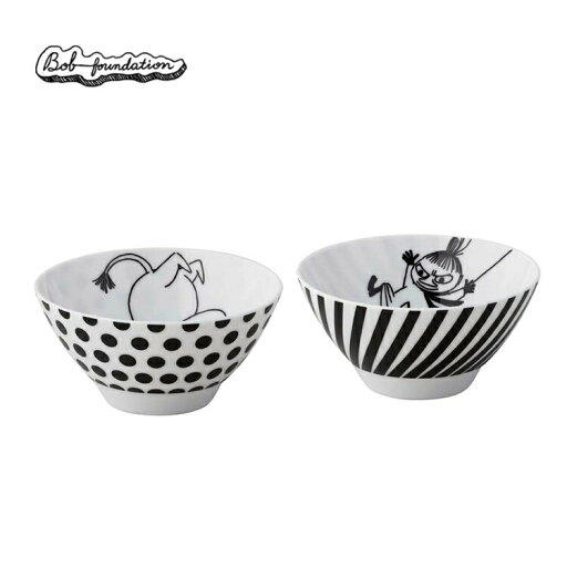 kakko (カッコ)のMOOMIN ムーミン×ボブファンデーション ペアライスボウルセット【茶碗 お茶碗 食器セット 食器 セット モノトーン キッチン おしゃれ かわいい 可愛い ナチュラル 北欧 北欧雑貨 インテリア ギフト 女性 結婚祝い 誕生日プレゼント 新生活 実用的】(キッチン)