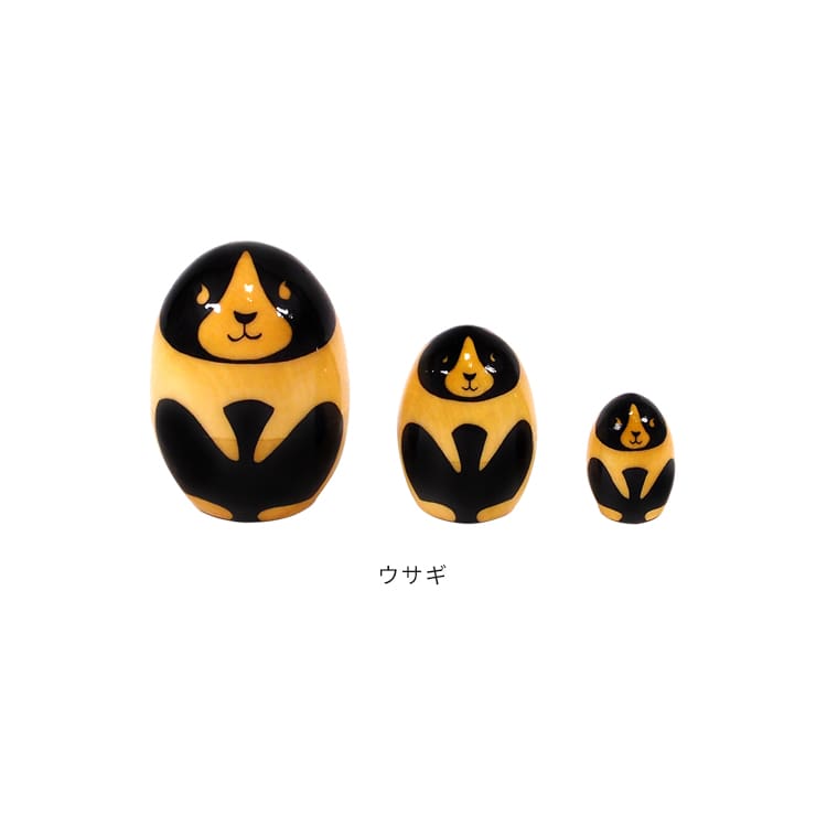 アニマル マトリョーシカ 9cm 3個組 ■ウサギ【VOLGA ヴォルガ 動物 うさぎ ラビット 人形 オブジェ 工芸品 ロシア 手作り おもちゃ 北欧雑貨 雑貨 インテリア インテリア雑貨 おしゃれ 北欧 可愛い かわいい ギフト プレゼント 手描き 子ども 子供 女性】