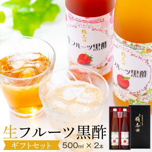 公式【生フルーツ黒酢 ギフトセット】 500ml×2本セット 送料無料 黒酢 酢 ビネガー 飲むお酢...