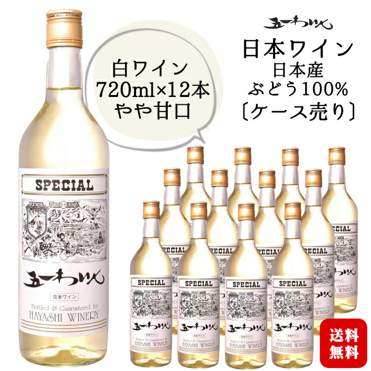 五一わいん スペシャル 白 720ml×12本〔1ケース〕/ 日本ワイン 長野県 林農園 やや甘口 ライトボディ まとめ買い ◆送料無料（一部地域を除く）◆ ANM 016881