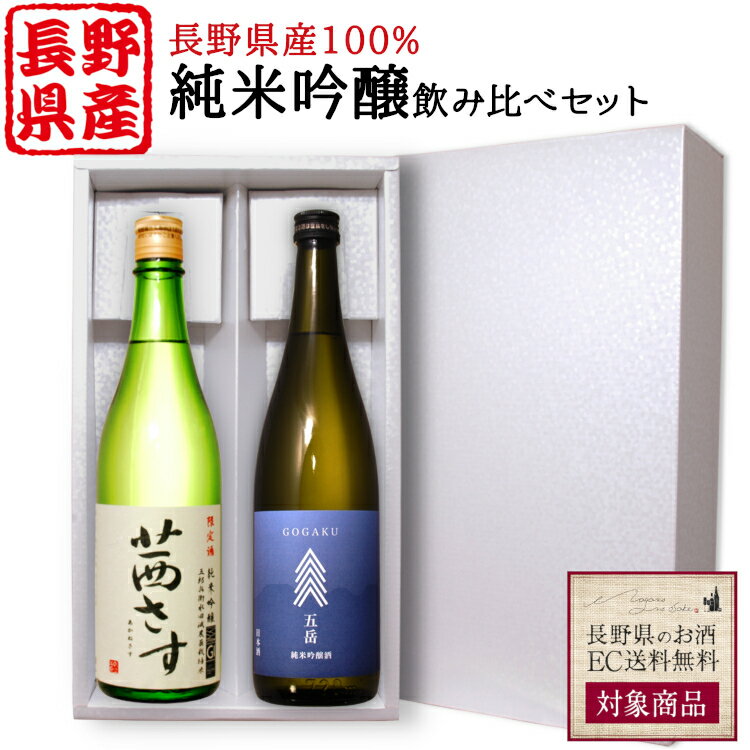 長野のお酒 送料無料CP対象【ギフト】日本酒 純米吟醸 飲み比べセット〔茜さす・五岳〕720ml 2本セット〔化粧箱入〕/ 土屋酒造店 今井酒造店 若緑 GI長野 原産地呼称認定 NAC お酒 信州 地酒 プレゼント 佐久 父の日 お中元*夏ギフト お歳暮*冬◆送料無料◆ 007828