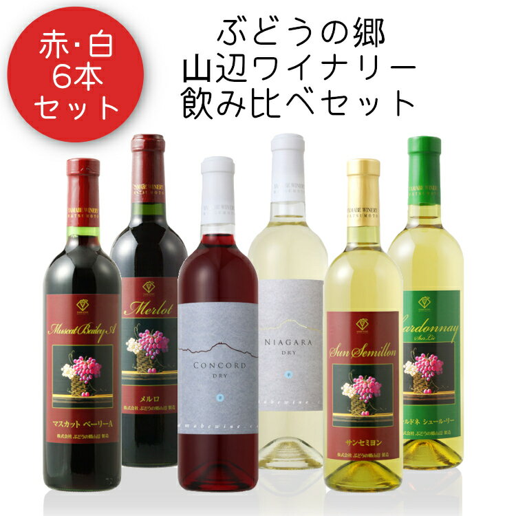 山辺ワイナリー 赤白飲み比べ6本セット 720ml×各1本 / 日本ワイン 長野県産ワイン