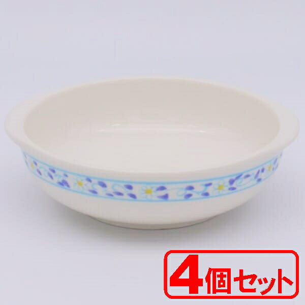 【4個セット】美濃焼 ミントフラワー シチューボール(カレー皿)約15x13.3x4.2cm