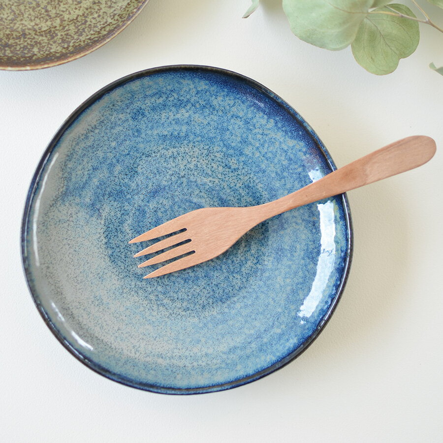 紺碧 緑彩 19cmプレート皿 おしゃれ 紺 緑 パスタプレート 陶器 シンプル 電子レンジ使用可 食洗機使用可 日本製 美濃焼 カクニ KAKUNIのサムネイル