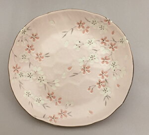 ★2個購入で10%OFF 2/29:59迄★はんなり桜 大皿25cm【和食器　大皿　パーティー　桜　和風　美濃焼　おしゃれ　春　小花　花　エレガント　ピンク　ギフト　食洗機使用可　電子レンジ使用可　KAKUNI　カクニ】