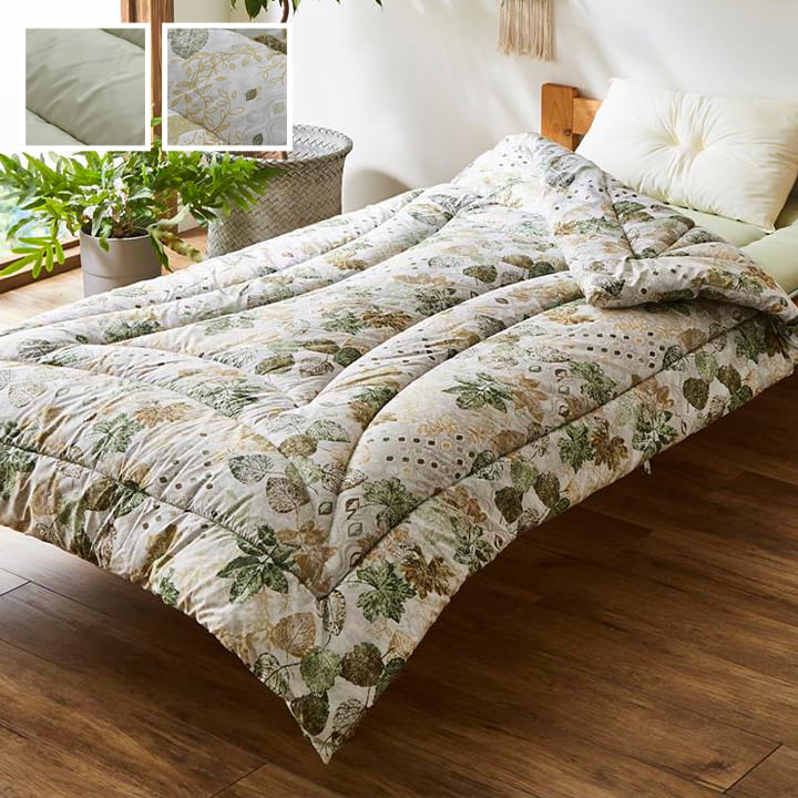 日本製 国産 寝具 掛け布団 抗菌防臭 防ダニ ヒバエッセンス オールシーズン ダブルロング グリーン 約190×210cm