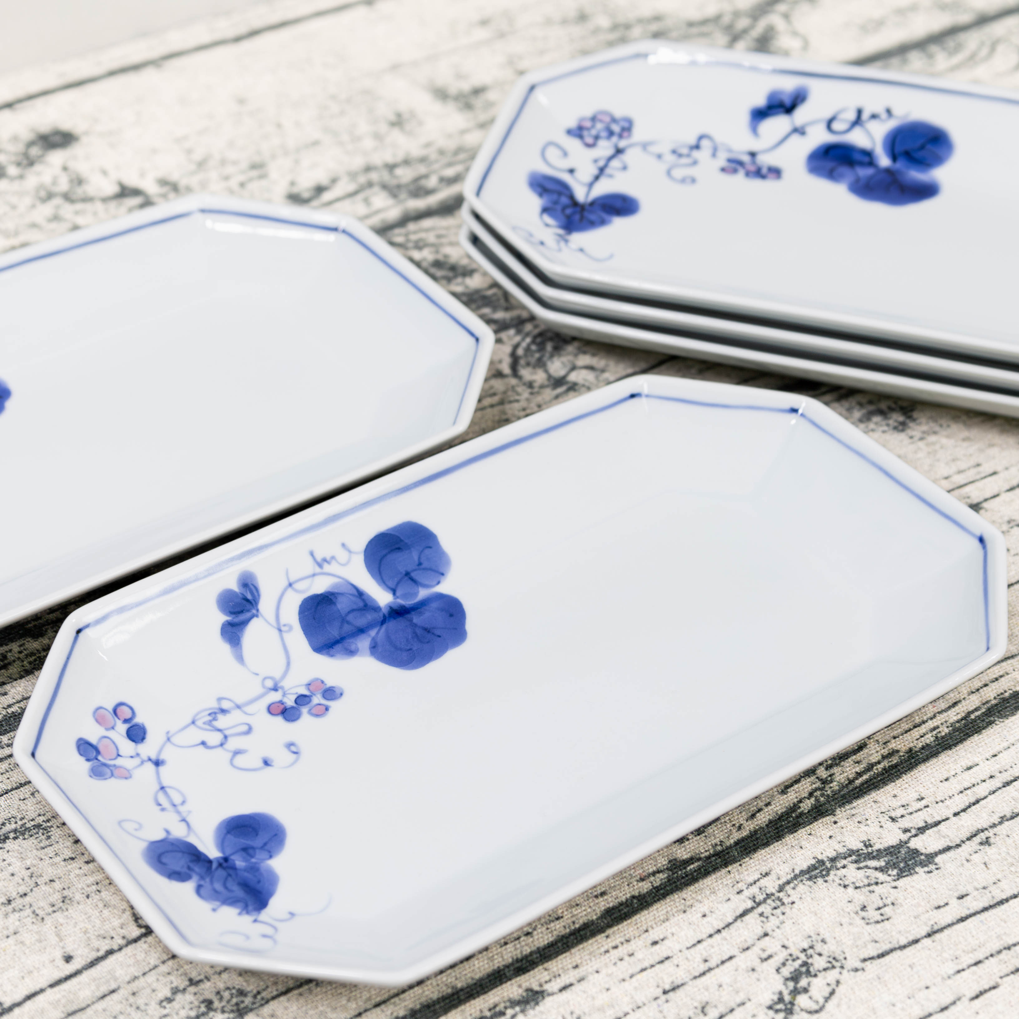 【11/9~11/10 23:59まで 30%オフクーポン 配布！】 ＼ 波佐見焼 ／ 【 藍彩窯 】 長皿 角皿 焼き皿 焼皿 焼き魚皿 焼魚皿 長角皿 八角皿 山ぶどう 大サイズ 横 約24cm かわいい おしゃれ 和 モダン セット ペア 波佐見 はさみ焼き はさみやき 有田焼 食洗機対応