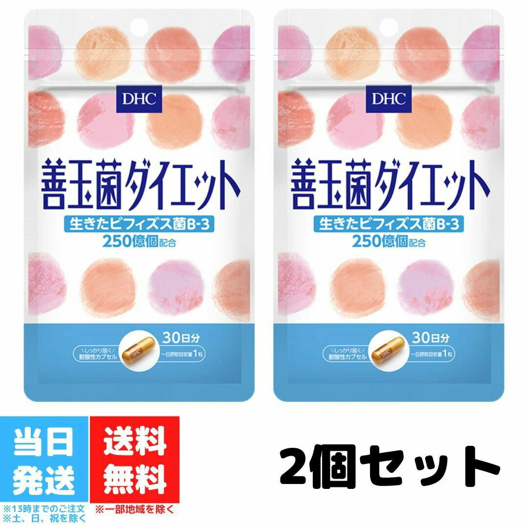 DHC 善玉菌ダイエット 30日分 30粒 サプリメント 2個セット ビフィズス菌 B-3 腸内環境 フローラ 健康 美容 菌活 オリゴ糖 送料無料のサムネイル