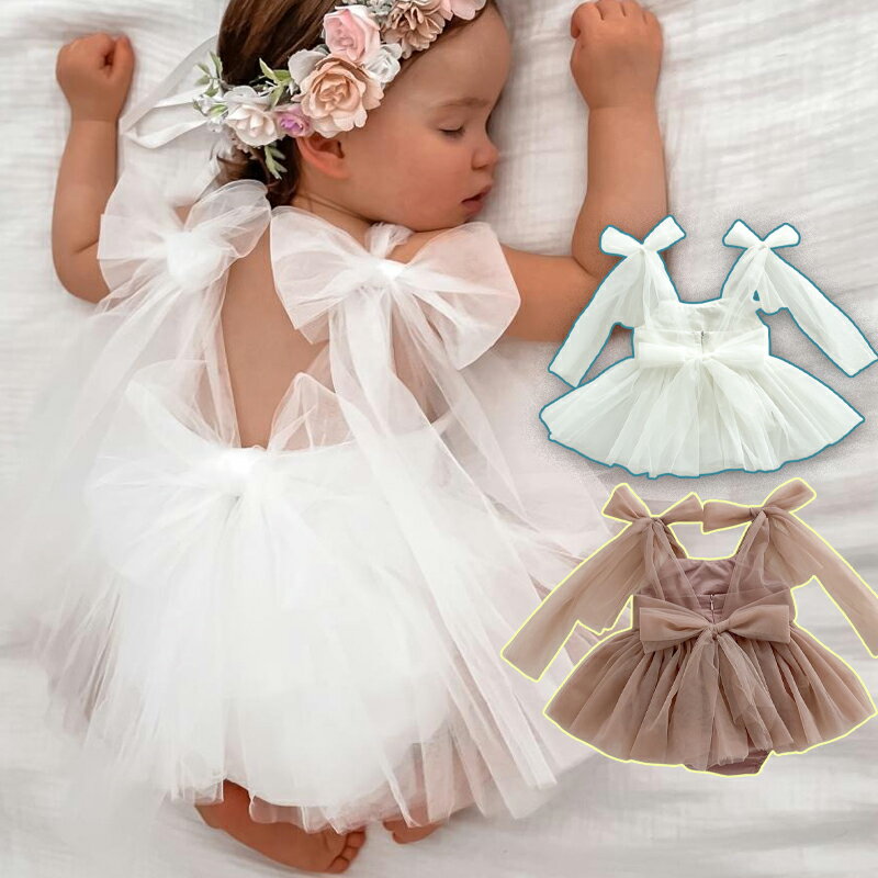 送料無料 セレモニードレス ロンパース式 スナップボタン式 肩にチュール ベビー服 新生児パジャマ ベビー サマー セレモニー ドレス 出産祝い お宮参り 新生児 退院 写真撮影 寝相アート 百日祝い 七五三 プレゼント 楽天海外通販