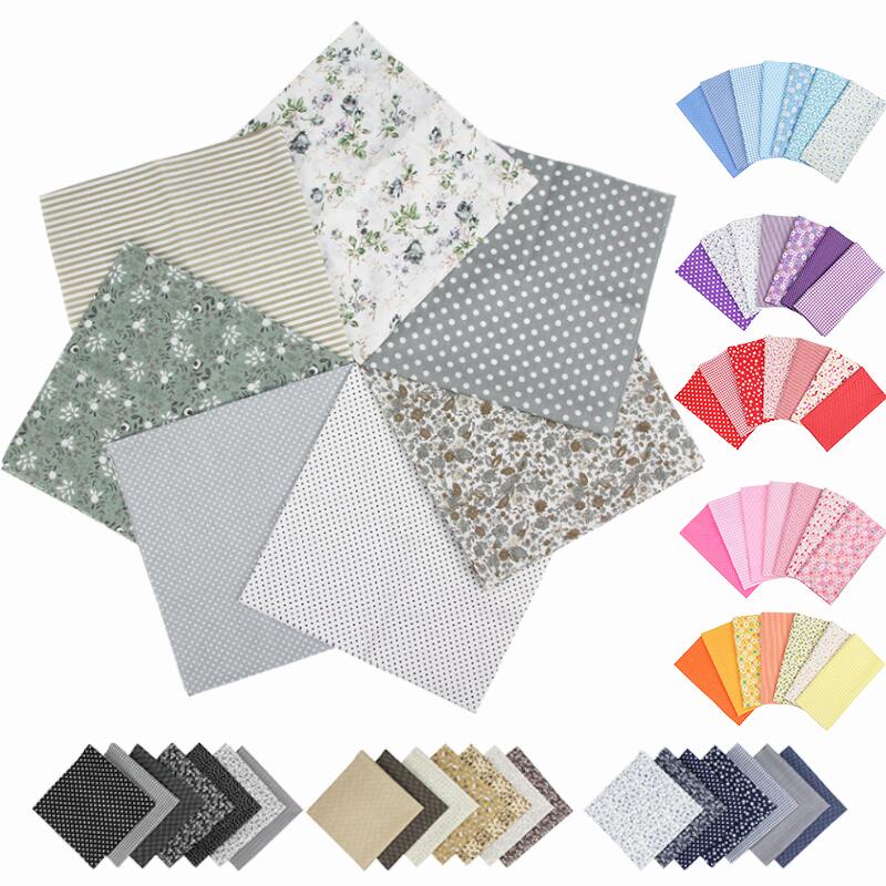 送料無料 50x50cm 25x25cm 7pcsセット 生地 布 パッチワーク 絞り染 花柄 綿100% チェック ドット柄 ヒョウ柄 植物柄 ストライプ ハンドメイド 手作り 手芸 裁縫 雑貨小物 コットン diy Cotton patchwork 楽天海外通販