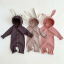 送料無料 ベビー服 ロンパース 兎みみ帽子 新生児 コットン 長袖 ジャンプスーツ パジャマ ルームウエア 普段着 カバーオール 子ども服 可愛い やわらか 人気 おしゃれ 新年 撮影 出産祝い 子供服 女の子 男の子 楽天海外通販