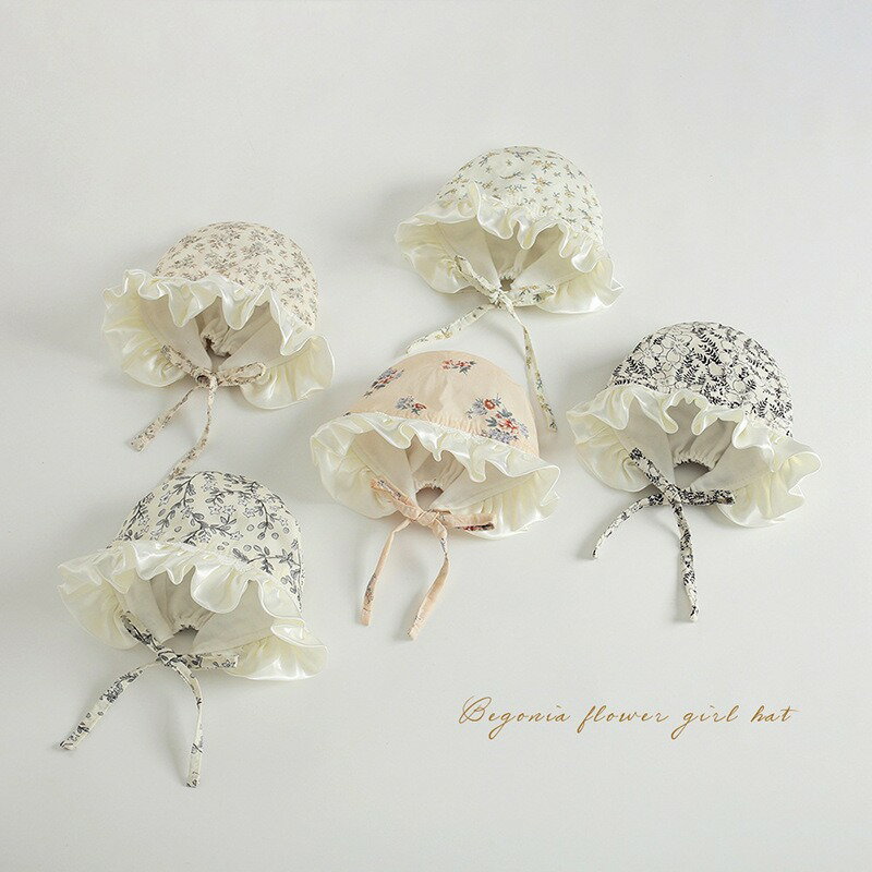 送料無料 ベビー帽子 ボンネット 新生児 帽子 花柄 つば広い 春 韓国風 ひも付き かわいい ベビーファッション 赤ちゃん ベビー 可愛い おしゃれ 女の子 出産準備 出産祝い 楽天海外通販 2