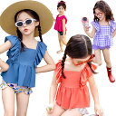 送料無料 水着 女の子 フリル袖 ベビー水着 チェック柄 ドット タンキニ キャップ付き キッズ水着 上下セット 半袖 ビキニタイプ 女児 セパレーツ セパレートタイプ 韓国風 子供用 こども みずぎ かわいい 赤ちゃん レッスン スイムウェア 楽天海外通販