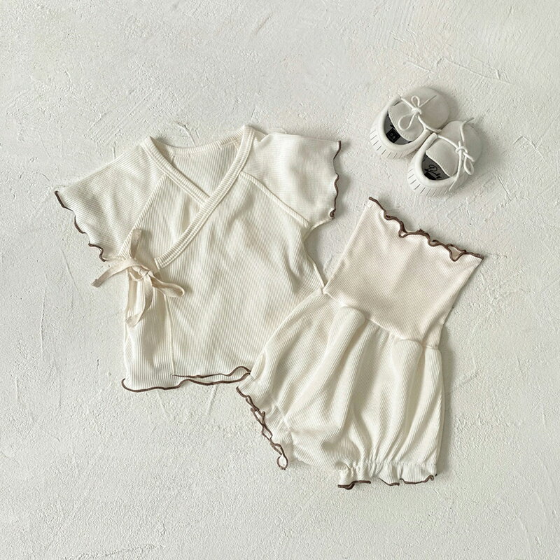 送料無料 ベビー服 上下セット フリル ハイウェスト 夏服 半袖 セットアップ パジャマ ルームウエア ベビー 赤ちゃん 子供 夏用 涼しい 薄手 女の子 男の子 楽天海外通販