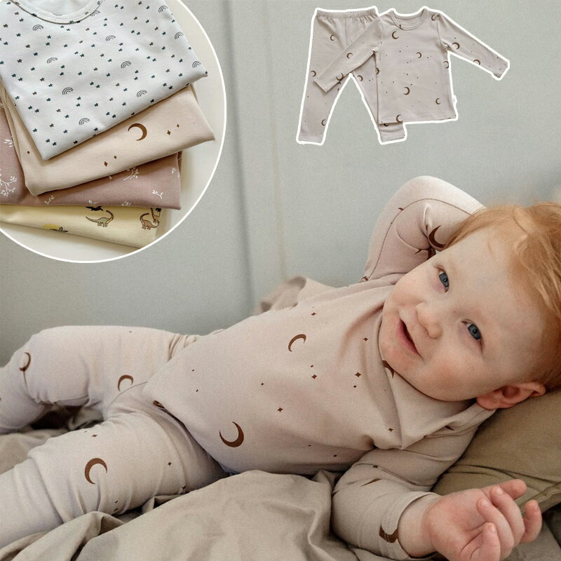 Long-Sleeved - 送料無料 ベビーパジャマ キッズ パジャマ 北欧 綿 95％ 長袖 上下セット 春秋冬用 女の子 男の子 ルームウェア 子供服 寝巻き 部屋着 十分丈 コットン 80 90 100 110 120 Uネック かわいい 入園グッズ 入園準備 楽天海外通販