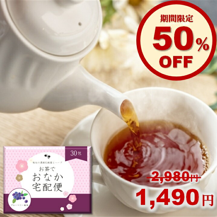 お茶でおなか宅配便 30包 キャンドルブッシュ ハーブティー ダイエット お通じ 送料無料 ブルーベリー味