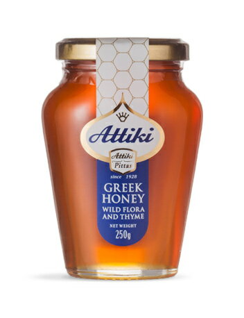 天然 蜂蜜 ハチミツ Attiki アッティキ タイムの花 ビン入り250g ギリシャ産 おいしい | はちみつ greek 濃厚 プレゼント 高級 お土産　ギフト　お中元　 殺菌作用 敬老の日