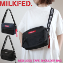 【10 OFF】ミルクフェド ショルダーバッグ NEO LOGO TAPE SHOULDER BAG MILKFED レディース 女子 フェス バッグ サコッシュ ボディバッグ 肩掛け 斜め掛け 女子高生 旅行 男女兼用 シンプル 小さめ 軽量 カジュアル ブランド レッド ネイビー 03182098