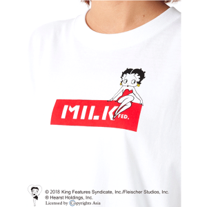 MILKFED(ミルクフェド)ベティーブープがBARロゴに座っているデザインのTシャツです