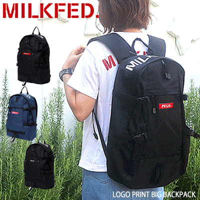 当店人気No.1の定番型 MILKFED. ミルクフェド リュック バッグ【LOGO PRINT BIG BACKPACK】品番03172027 リュック レディース バックパック 通学 大容量