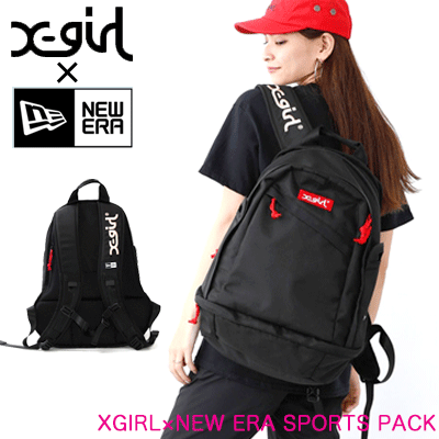 楽天kalulu【カルル】【kalulu限定】エックスガール ニューエラ コラボ リュック【X-girl × NEWERA SPORTS PACK】レディース リュックサック バッグ 通学 女子 中学生 高校生 大学生 人気 おすすめ 通勤 大人 収納 大容量 大きめ 31L ノートパソコン PC 黒 ブランド Xgirl 送料込み 05172064